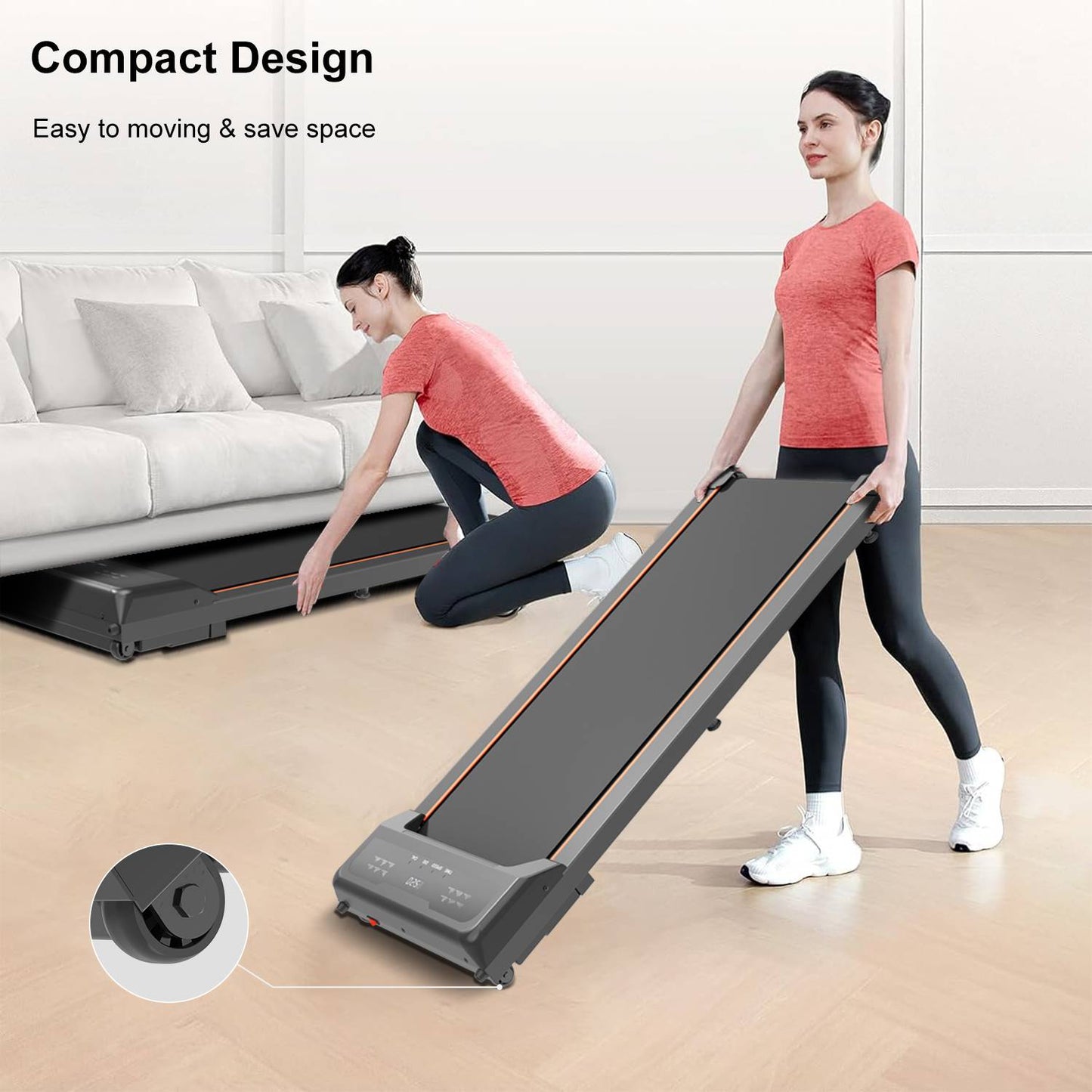 TreadPro Walking Pad Under Desk Treadmill LED Display And Remote Control Portable Treadmill